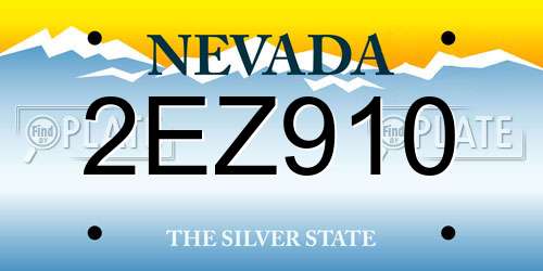 2EZ910 Nevada License Plate