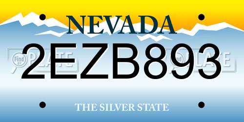 2EZB893 Nevada License Plate