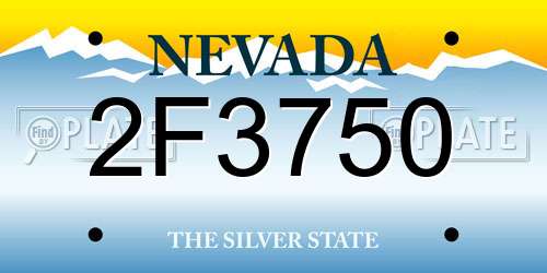 2F3750 Nevada License Plate