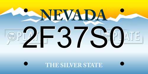 2F37S0 Nevada License Plate