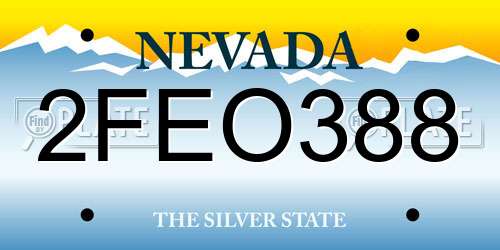 2FEO388 Nevada License Plate
