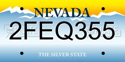 2FEQ355 Nevada License Plate