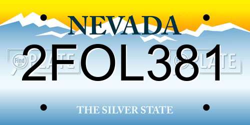 2FOL381 Nevada License Plate
