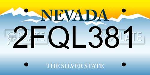2FQL381 Nevada License Plate