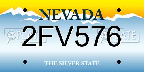 2FV576 Nevada License Plate