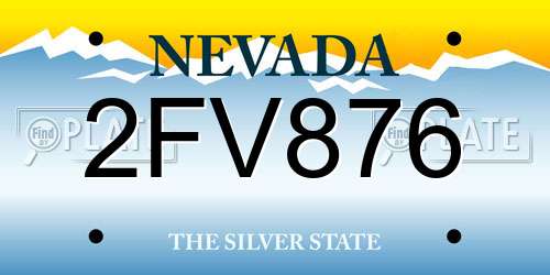 2FV876 Nevada License Plate