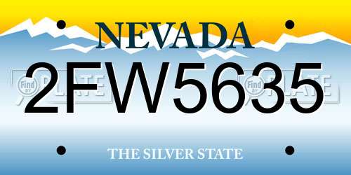 2FW5635 Nevada License Plate