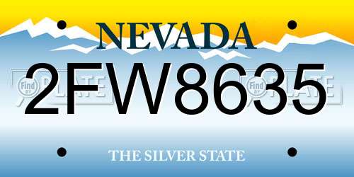 2FW8635 Nevada License Plate
