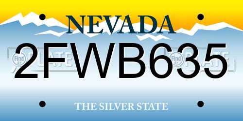 2FWB635 Nevada License Plate