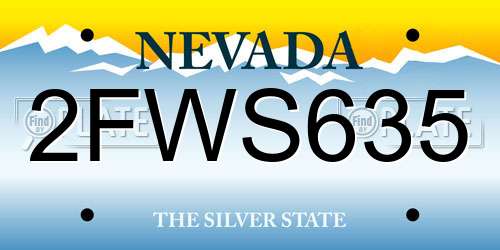 2FWS635 Nevada License Plate