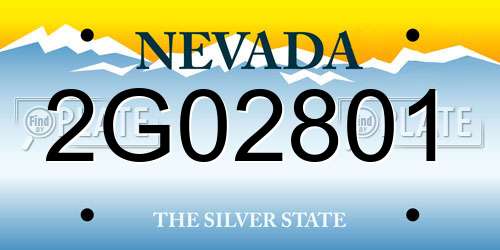 2G02801 Nevada License Plate