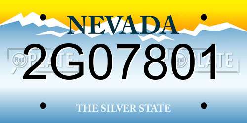 2G07801 Nevada License Plate