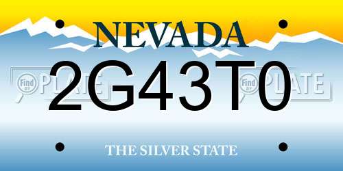 2G43T0 Nevada License Plate