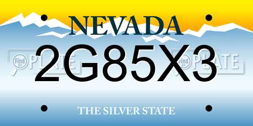 2G85X3 Nevada License Plate