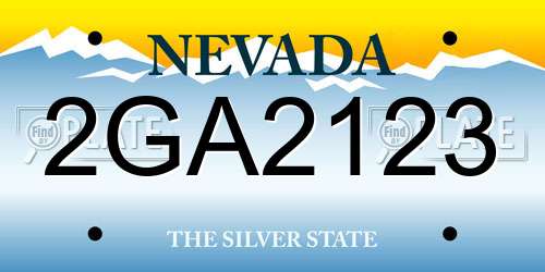 2GA2123 Nevada License Plate