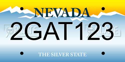 2GAT123 Nevada License Plate