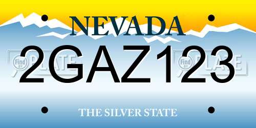 2GAZ123 Nevada License Plate