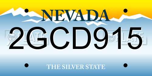 2GCD915 Nevada License Plate