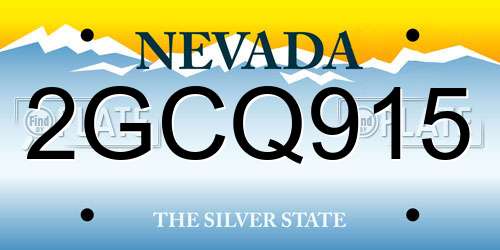 2GCQ915 Nevada License Plate