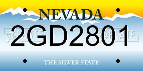 2GD2801 Nevada License Plate