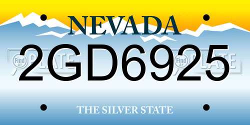 2GD6925 Nevada License Plate