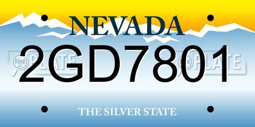 2GD7801 Nevada License Plate