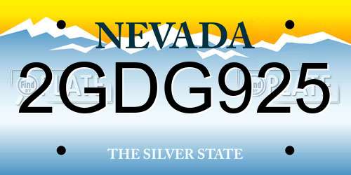 2GDG925 Nevada License Plate