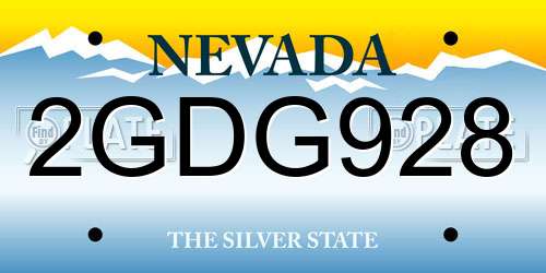 2GDG928 Nevada License Plate