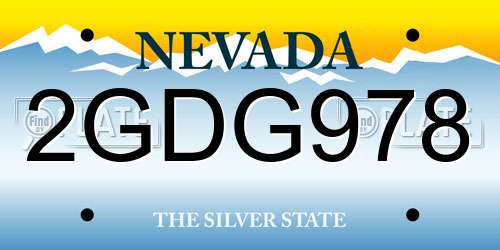 2GDG978 Nevada License Plate