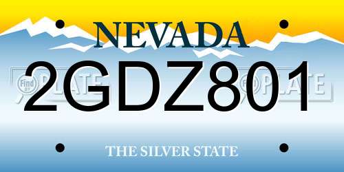 2GDZ801 Nevada License Plate