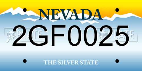 2GF0025 Nevada License Plate