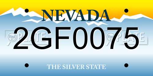 2GF0075 Nevada License Plate