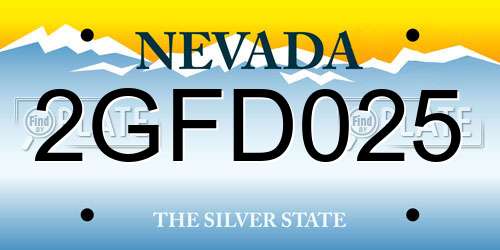 2GFD025 Nevada License Plate