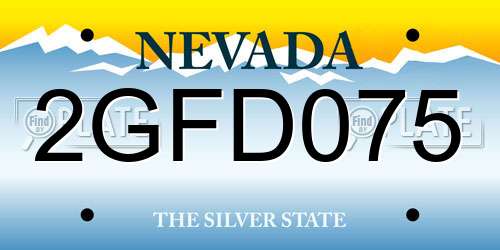2GFD075 Nevada License Plate