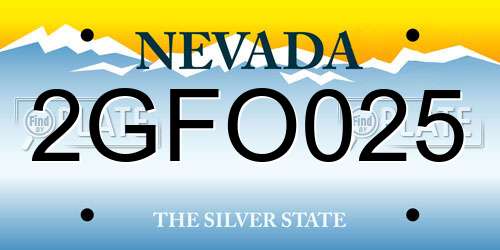 2GFO025 Nevada License Plate