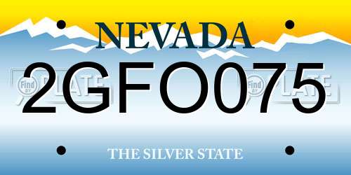 2GFO075 Nevada License Plate