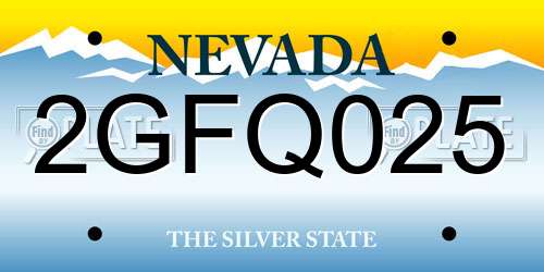 2GFQ025 Nevada License Plate