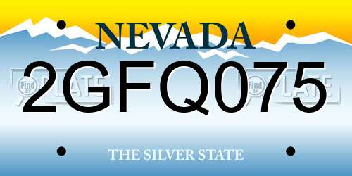 2GFQ075 Nevada License Plate