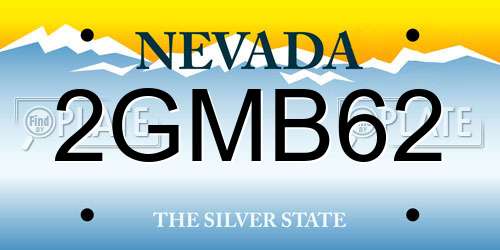 2GMB62 Nevada License Plate