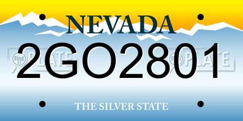 2GO2801 Nevada License Plate