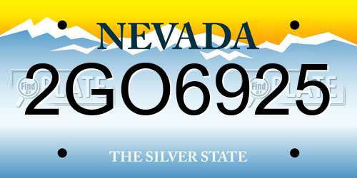 2GO6925 Nevada License Plate