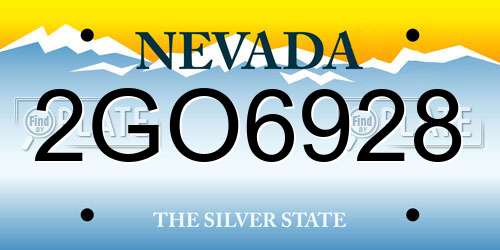 2GO6928 Nevada License Plate