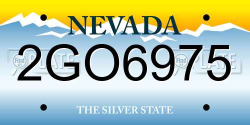 2GO6975 Nevada License Plate