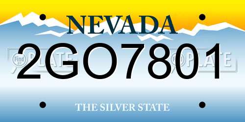 2GO7801 Nevada License Plate
