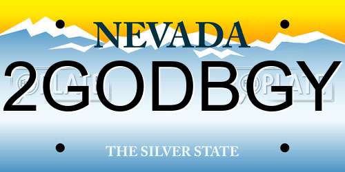 2GODBGY Nevada License Plate