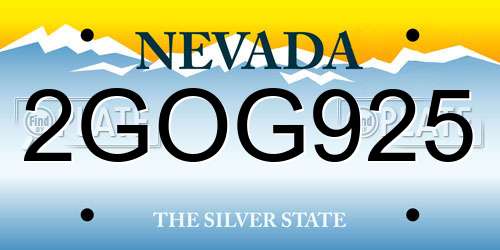 2GOG925 Nevada License Plate