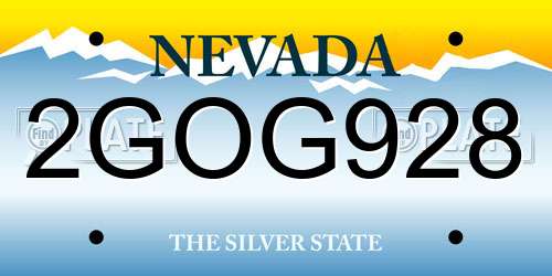 2GOG928 Nevada License Plate