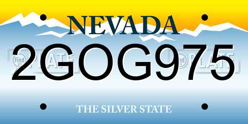 2GOG975 Nevada License Plate