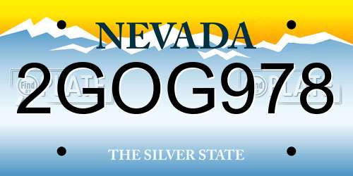 2GOG978 Nevada License Plate