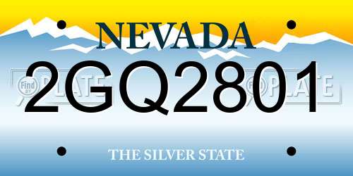2GQ2801 Nevada License Plate